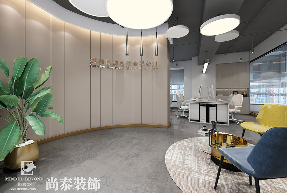 深圳寶安萬(wàn)駿匯100㎡外貿(mào)電子公司辦公室裝修效果圖