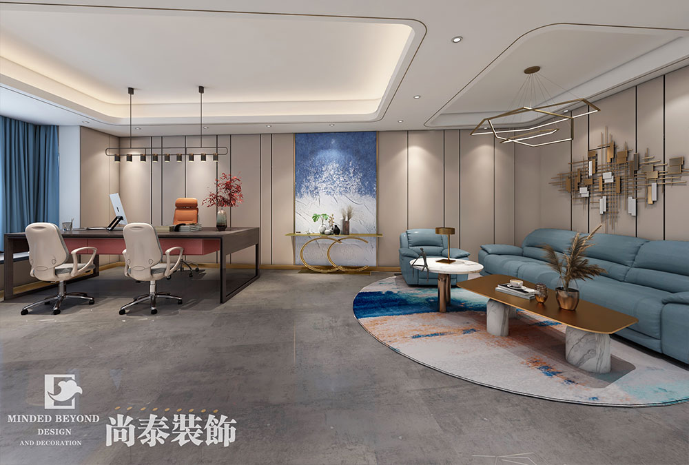 深圳寶安萬(wàn)駿匯100㎡外貿(mào)電子公司辦公室裝修效果圖